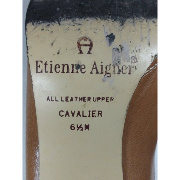 Etienne Aigner Cavalier Women's Leather Tan Brown Heel Mules Slip On Sz 6.5 M - Picture 8 of 10
